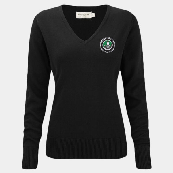 Forrester High School Female V Neck Knitted Jumper Thumbnail